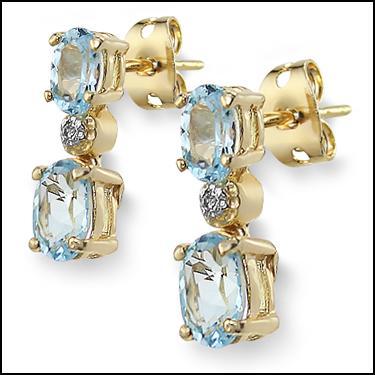Gorgeous Womens 18K Yellow Gold Over Solid Sterling Silver 3.0 CTW Swiss Blue Topaz Diamond Designer Earrings