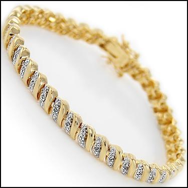 Gorgeous Womens 18K Yellow Gold Over Solid Sterling Silver 1.5 CTW Diamond 7.5 Inch Designer Bracelet
