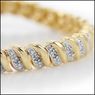 Gorgeous Womens 18K Yellow Gold Over Solid Sterling Silver 1.5 CTW Diamond 7.5 Inch Designer Bracelet