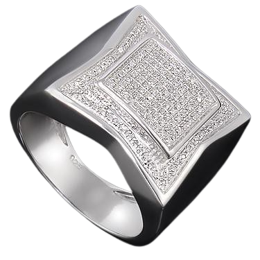 Men’s 14K White Gold Over Sterling Silver 0.60 CTW Diamond Ring