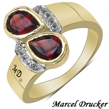 Marcel Drucker Women’s 14K Yellow Gold Over Sterling Silver Garnet & Topaz Ring – Size 8