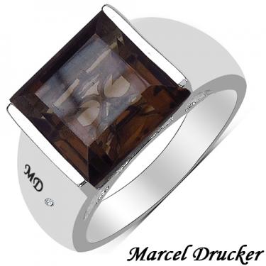 Marcel Drucker Women’s White Gold Rhodium Over Sterling Silver Topaz & Diamond Ring