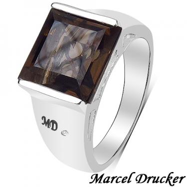 Marcel Drucker Women’s White Gold Rhodium Over Sterling Silver Topaz & Diamond Ring