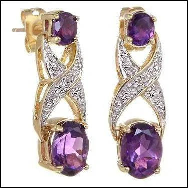 Regal Violet Diamond Drops amethyst and diamond gold-plated sterling silver designer earrings for women