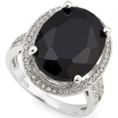 Women’s 14K White Gold Over Silver Diamond & 12.53 CTW Sapphire Ring