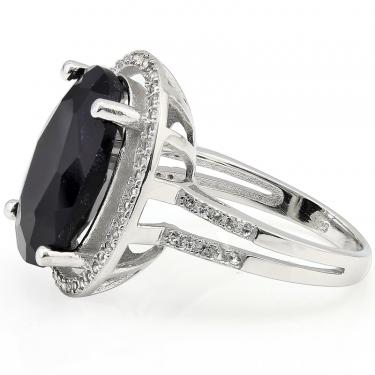 Women’s 14K White Gold Over Silver Diamond & 12.53 CTW Sapphire Ring