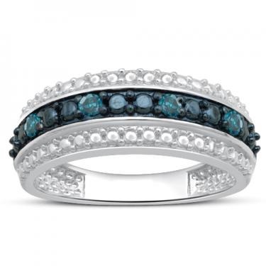 Stunning Women’s 14K White Gold Blue Diamond Ring – Size 7