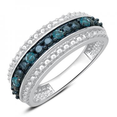 Stunning Women’s 14K White Gold Blue Diamond Ring – Size 7