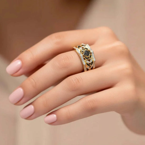 Women’s 14K yellow gold over sterling silver diamond ring size 7 with 20 round-cut diamonds