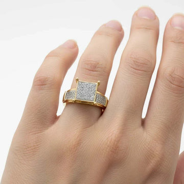 14K gold over sterling silver diamond ring size 7 on hand with square pave setting