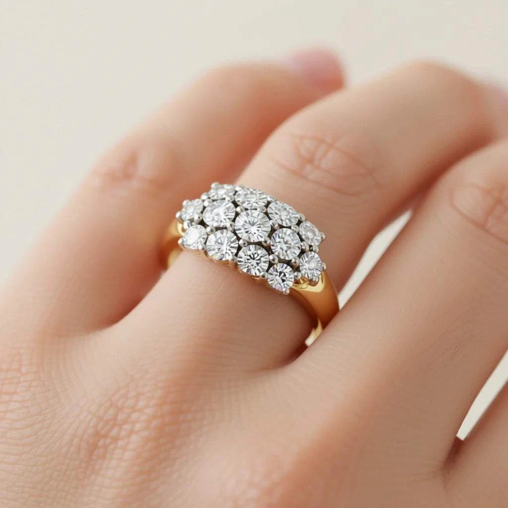 Brilliant ladies sterling silver diamond ring size 7 on finger